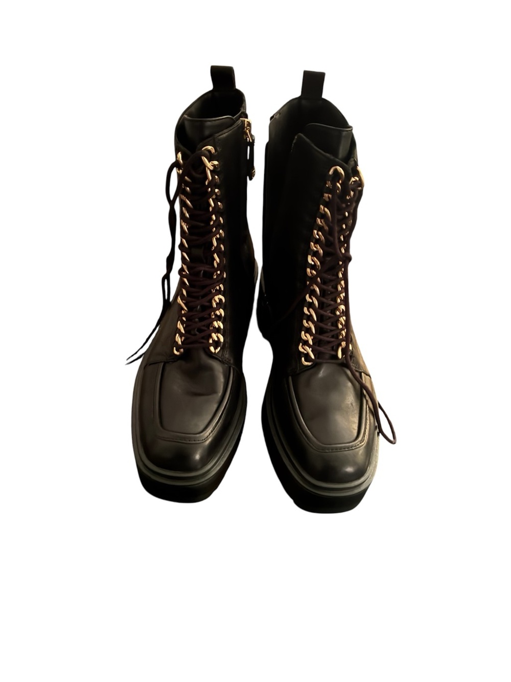 Sam Edelman Black Combat Boots with Gold-Tone Hardware